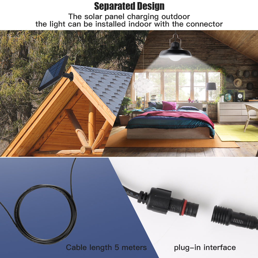 Double suspensions solaires abat-jour métal noir LED blanc froid éclairage puissant 2x WAREN D18cm Cable 5m avec télécommande