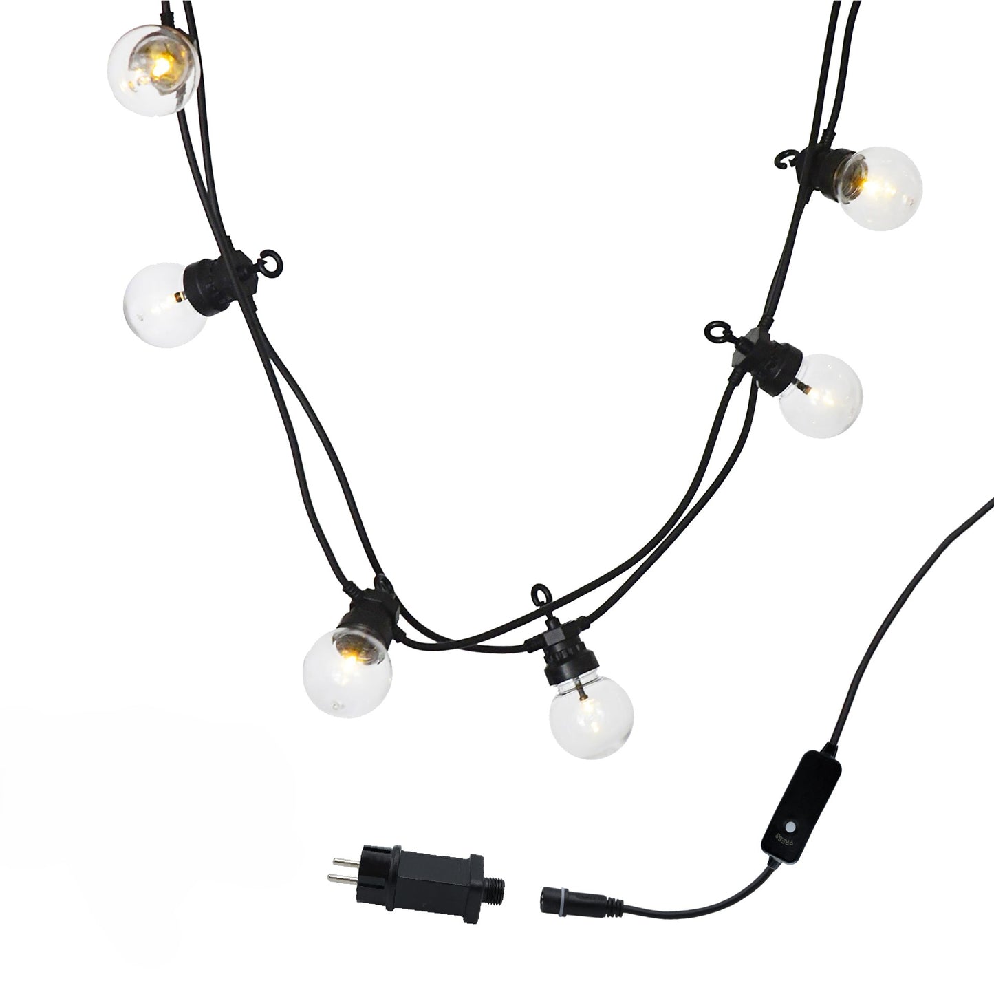Guirlande lumineuse solaire et sur secteur raccordable 20 ampoules transparentes LED blanc chaud PARTY CLEAR 20 L8.70m