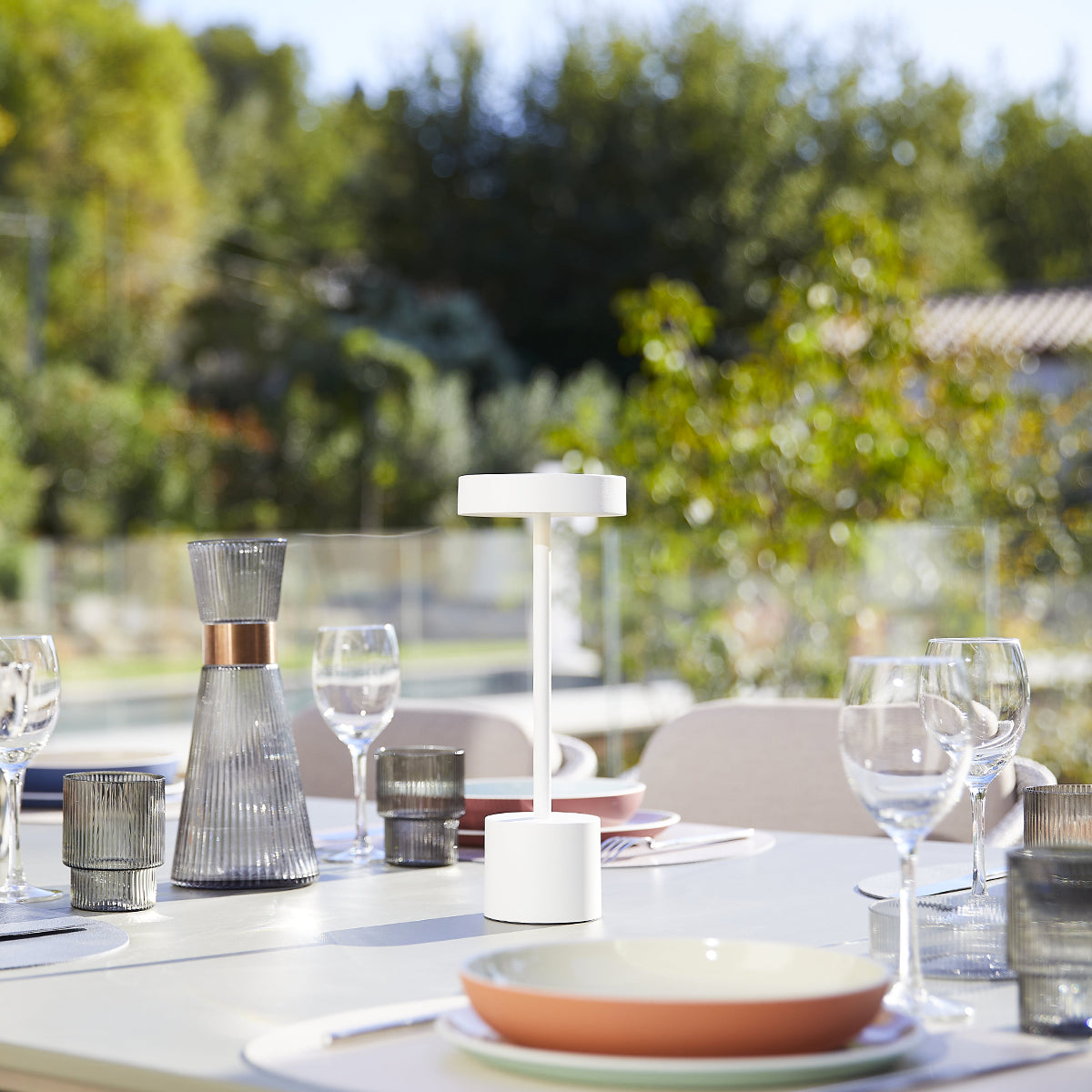 Lot de 2 lampes de table sans fil touch en aluminium blanc mat LED ROBY WHITE H30cm