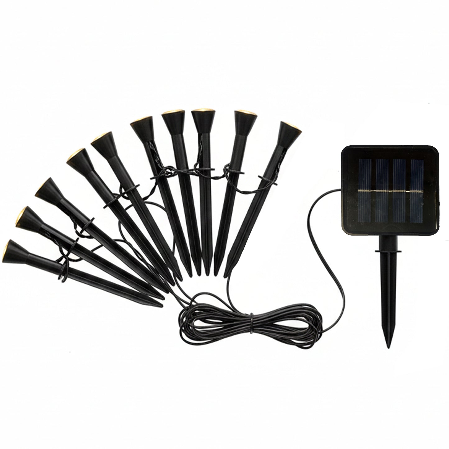 10 spots lumineux solaires STICKY PICK 6m à piquer balisage allée LED blanc chaud