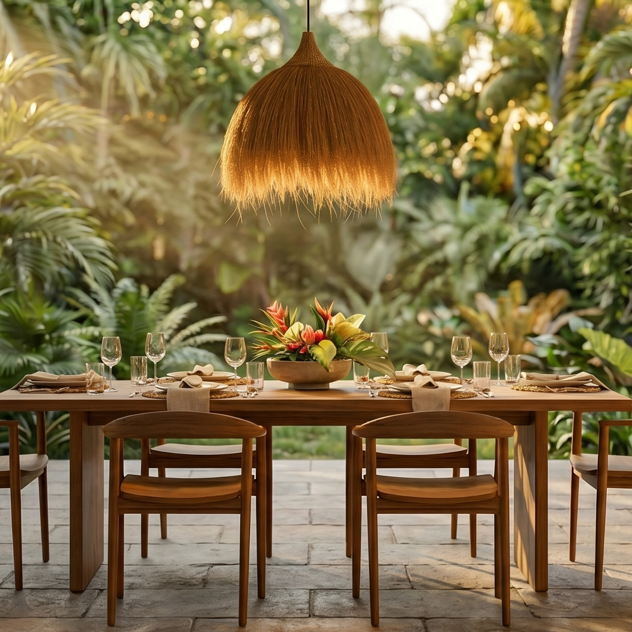 Abat jour naturel MASAI en herbe de rayung style bohème H40cm pour monture électrique E27