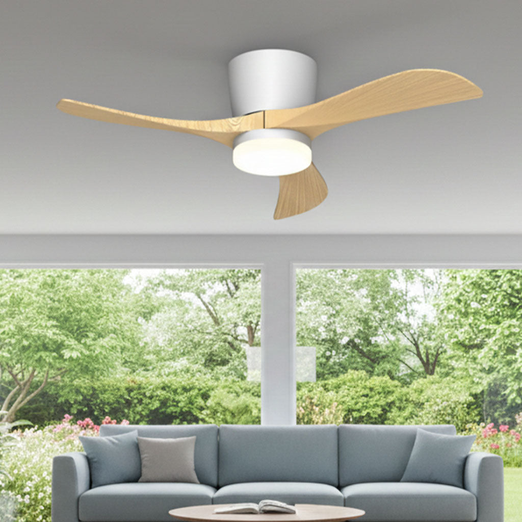 Grand Ventilateur de Plafond ALIYA 132cm avec Éclairage LED 20W Intégré Ventilateur Silencieux pour Grand Salon Séjour et Loft Moteur DC 30W Basse Consommation Réversible Mode Été Hiver avec Télécommande Plafonnier XL 2100 Lumens Blanc et Effet Bois