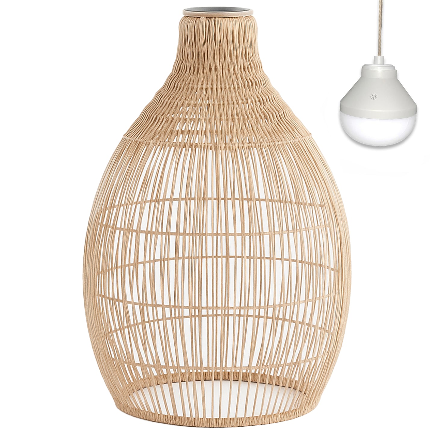 Suspension HOLIDAY NOMAD en poly rotin style bohème avec ampoule LED blanc/RGB nomade