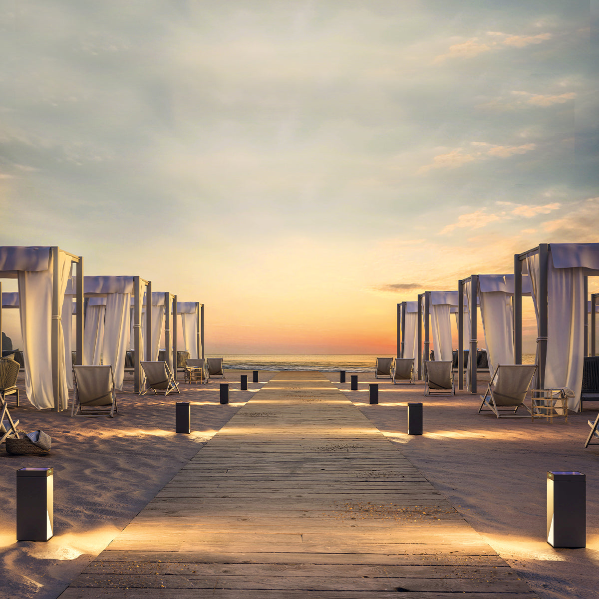 Borne solaire aluminium éclairage LED puissant 2 directions blanc chaud MILIO FULL H35cm