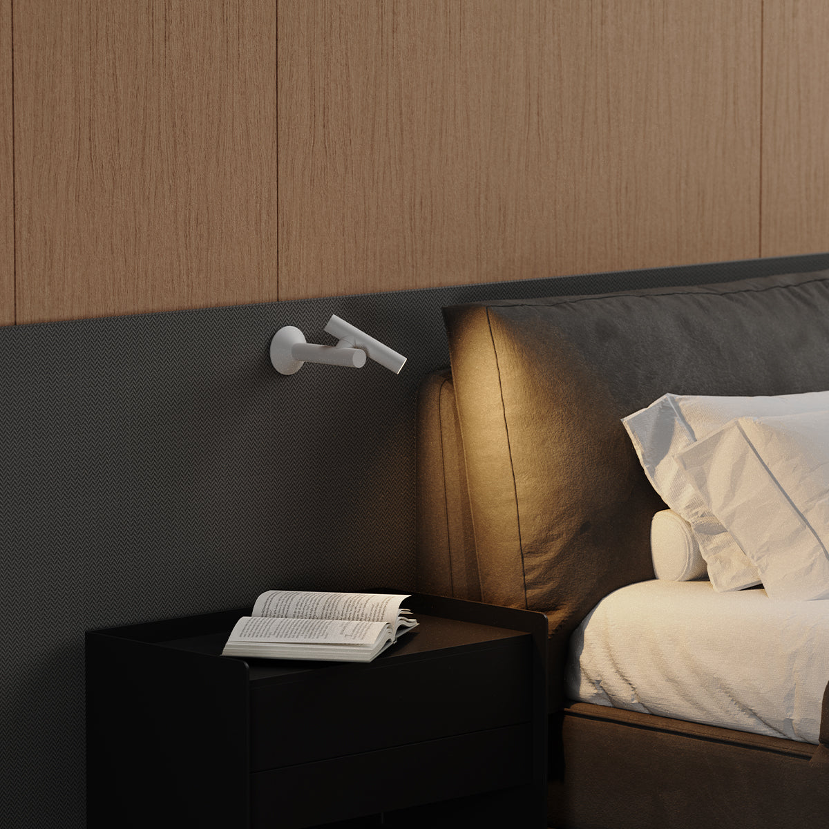 Lampe nomade murale et orientable blanche à fixer en aluminium LED blanc chaud dimmable ZOOM WALL WHITE ø8cm