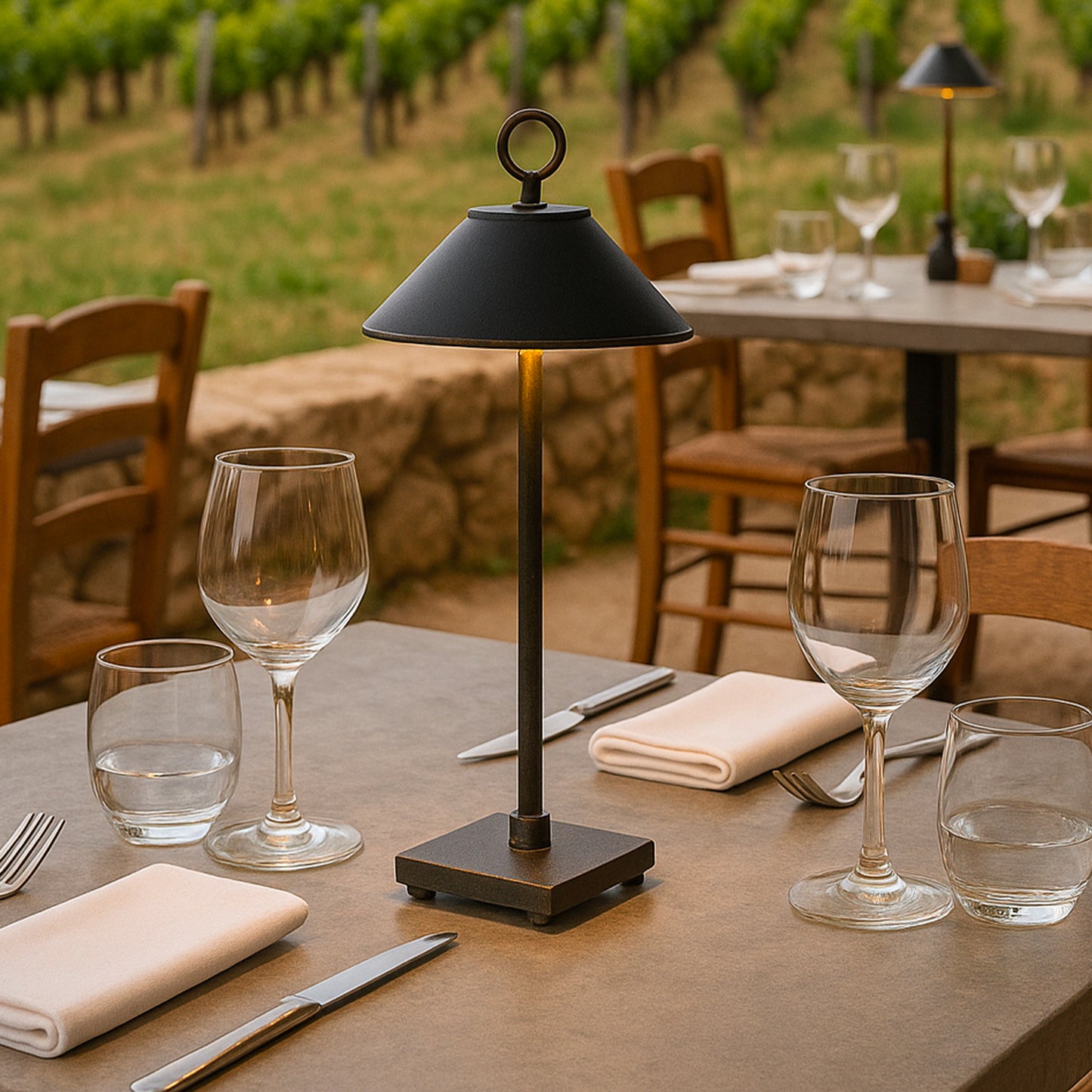 Lampe de table sans fil dimmable en aluminium noire LED MARAIS BLACK H28,4 cm