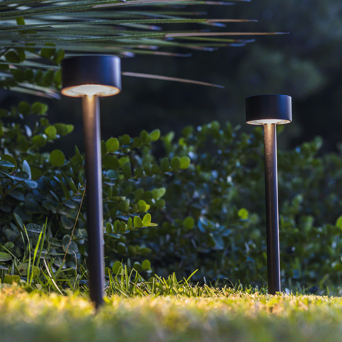 Lot de 2 balises solaires à piquer LED blanc chaud 2x FORTY H 30cm