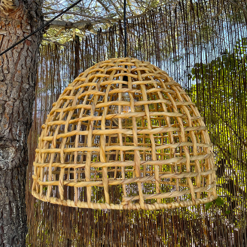 Abat jour naturel AMADEO en jacinthe d'eau style bohème H38cm pour monture électrique E27