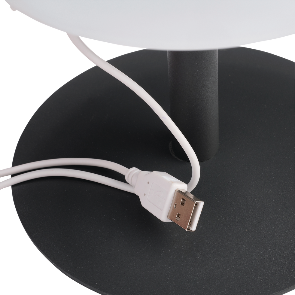Lampe de table sans fil pied en acier gris LED blanc chaud/blanc dimmable STANDY MINI Rock H25cm
