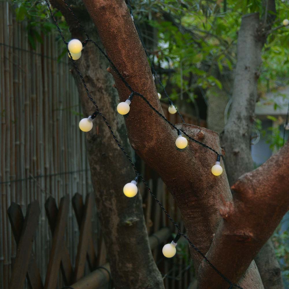 Lot de 2 guirlandes lumineuses solaires ampoules rondes 60 LED blanc chaud BILLY 6,90m
