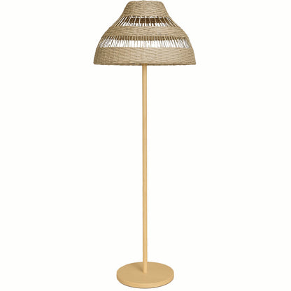 Lampadaire sans fil pied metal LED blanc et multicolore dimmable ELION en rotin  H168cm avec télécommande