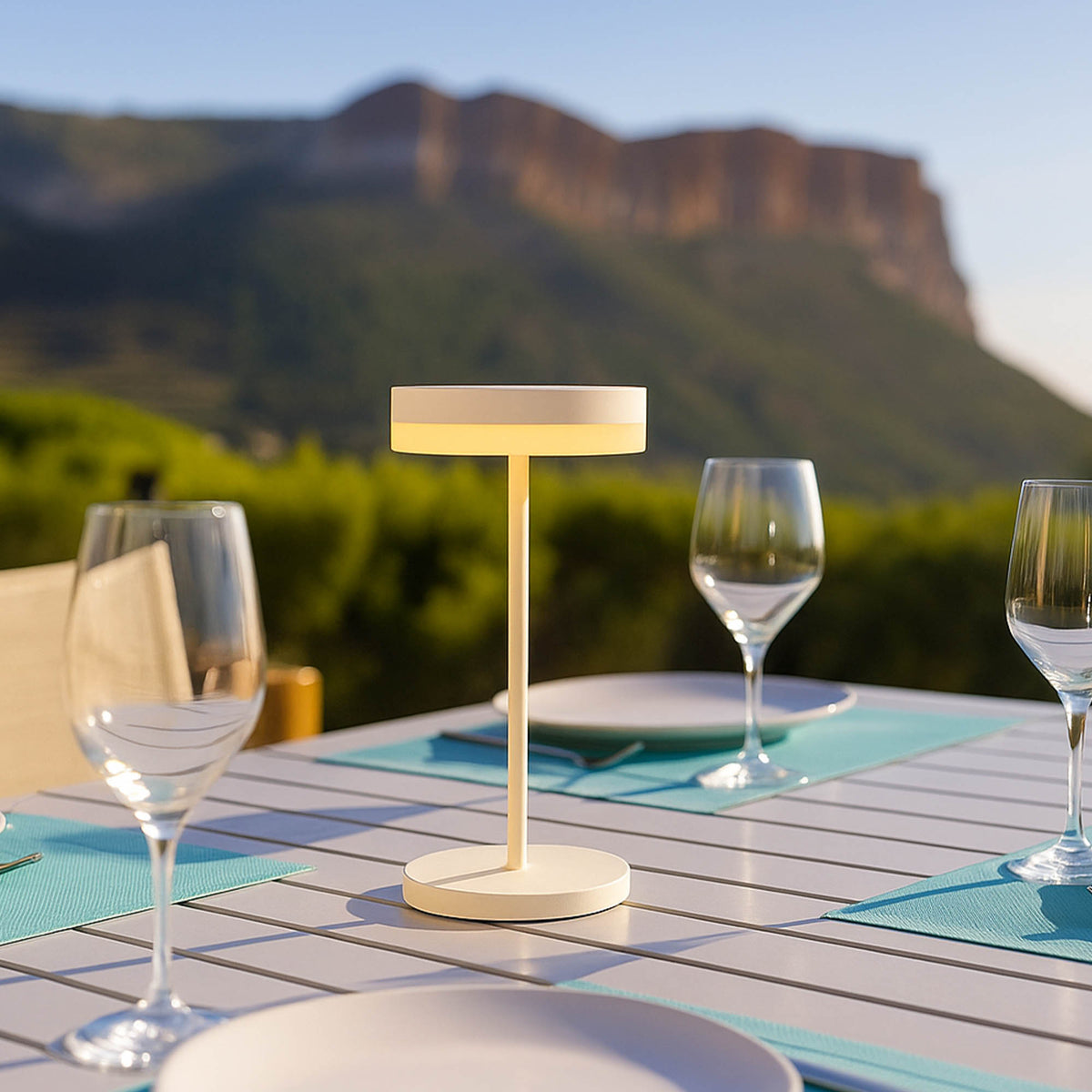 Lot de 2 lampes de table solaires et USB blanches LED blanc chaud dimmable 2x VIVIA MINI WHITE SOLAR H27cm
