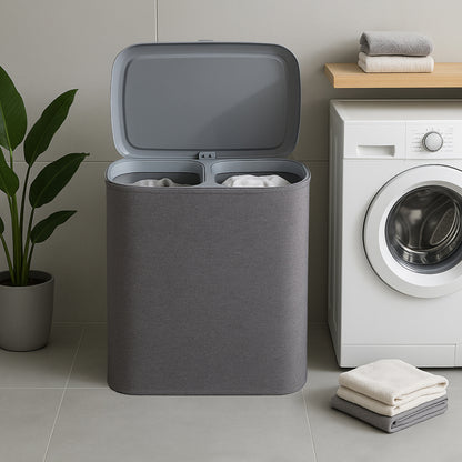 Panier à linge en tissu 50L SVEN avec couvercle et 2 sacs amovibles séparateurs, grande capacité, pliable et pratique