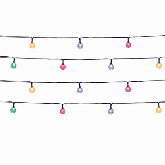 Lot de 2 guirlandes lumineuses solaires 20 globes scintillants LED multicolore FESTY COLOR 5.80m