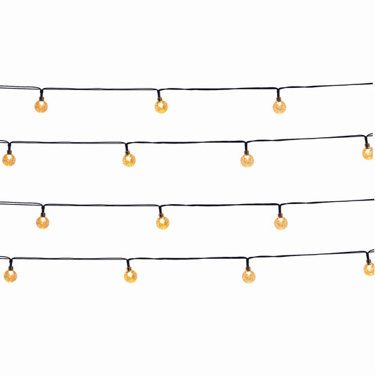 Lot de 2 guirlandes lumineuses solaires 20 globes scintillants LED blanc chaud FESTY WHITE 5.80m
