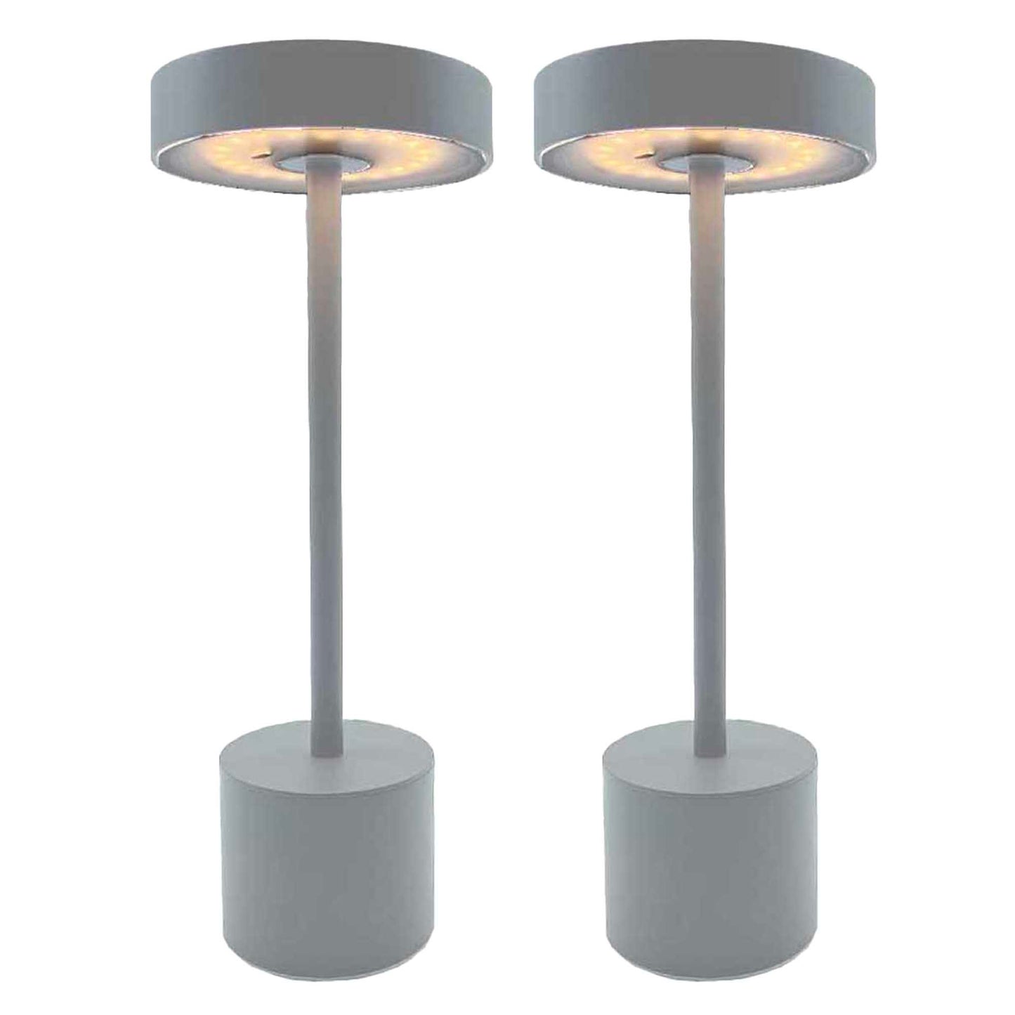 Lot de 2 lampes de table sans fil touch en aluminium gris clair LED ROBY GREY H30cm