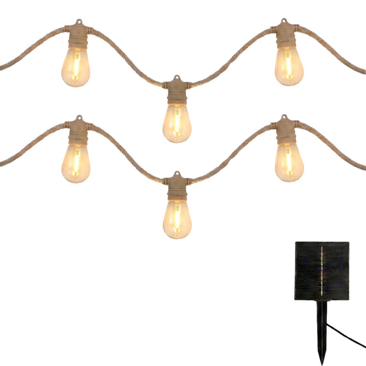 Guirlande lumineuse solaire raccordable en corde 20 ampoules transparentes LED blanc chaud FANTASY CORD SOLAR 13m