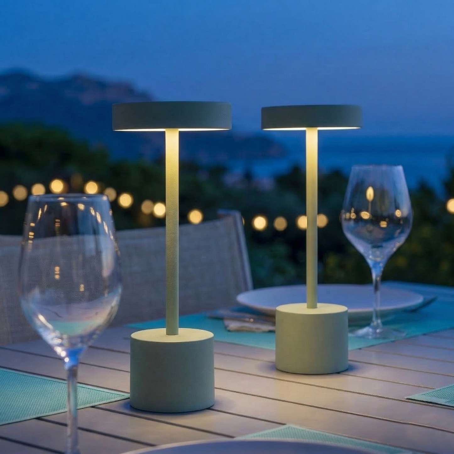 Lot de 2 lampes de table sans fil touch en aluminium vert olive mat LED ROBY OLIVE H30cm