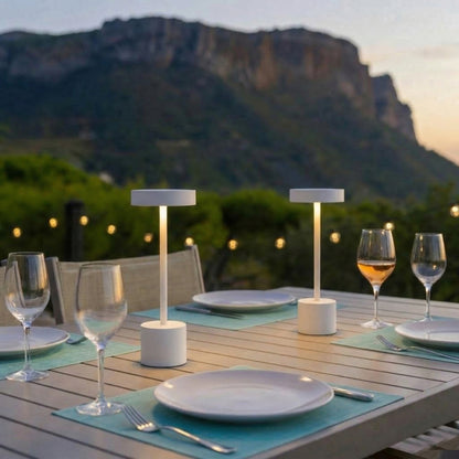 Lot de 2 lampes de table sans fil touch en aluminium blanc mat LED ROBY WHITE H30cm