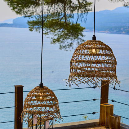 Lot de 2 suspensions sur secteur pour l'extérieur 2X HAWAII LONG OUTDOOR CABLE en poly rotin style bohème 5m de longueur de câble