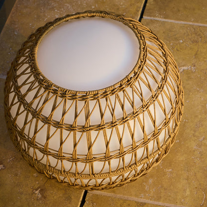 Boule lumineuse filaire avec coque poly rotin amovible pour extérieur LED blanc BOBBY W40 DRESS ∅40cm culot E27