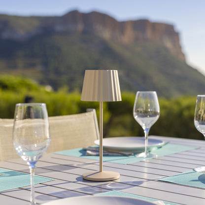 Lampe de table touch sans fil en aluminium beige LED ABBY CREAM blanc dimmable H29cm