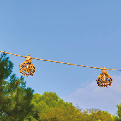 Guirlande lumineuse extérieur raccordable 10 abat-jour en polyrotin ROTILIA LIGHT HYBRID blanc chaud 8m solaire et sur secteur