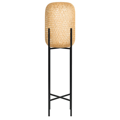 Lampadaire sans fil à 4 pieds metal LED blanc et multicolore dimmable en poly rotin H150cm avec télécommande