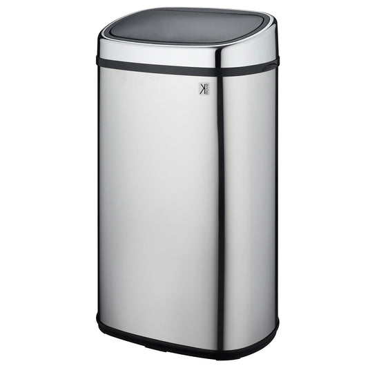 Poubelle de cuisine push 58L CITY en acier Inox avec cerclage Ouverture par simple pression