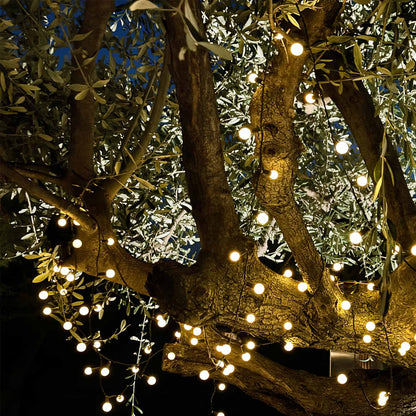 Lot de 2 guirlandes lumineuses solaires ampoules rondes 60 LED blanc chaud BILLY 6.90m