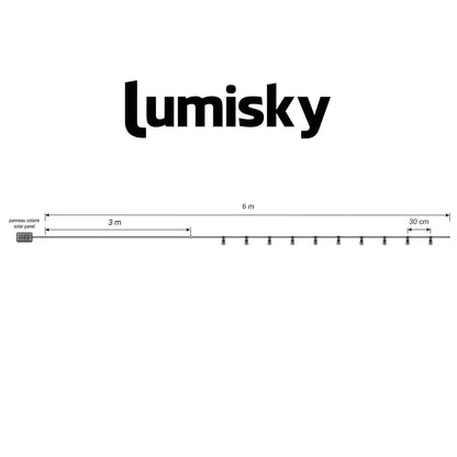 Guirlande lumineuse solaire 10 globes transparents LED blanc chaud PARTY CLEAR SOLAR 5.70m 8 modes