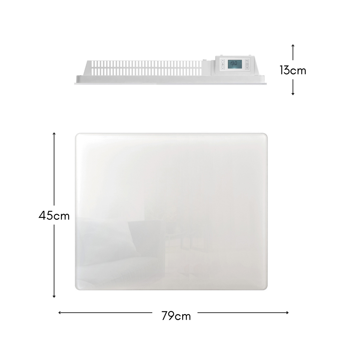 Radiateur électrique à inertie sèche bloc CERAMIQUE + facade VERRE écran LCD 1500W GLASS Norme NF