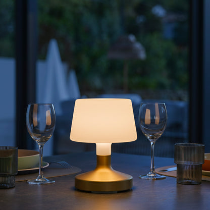 Lampe de table touch design sans fil pied en acier doré LED blanc chaud/blanc dimmable HELEN GOLD H21cm