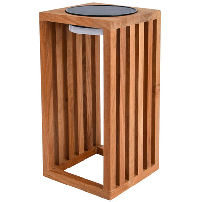 Lanterne solaire décorative LED blanc chaud CHENNAI en bois teck massif  H30cm
