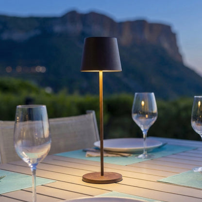 Lampe de table touch sans fil en aluminium marron KELLY VINTAGE LED blanc dimmable H38 cm
