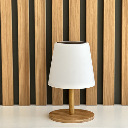Lot de 2 lampes de table solaires et USB effet bois LED blanc chaud dimmable 2x STANDY MINI WOOD SOLAR H25cm