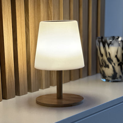 Lot de 2 lampes de table solaires et USB effet bois LED blanc chaud dimmable 2x STANDY MINI WOOD SOLAR H25cm