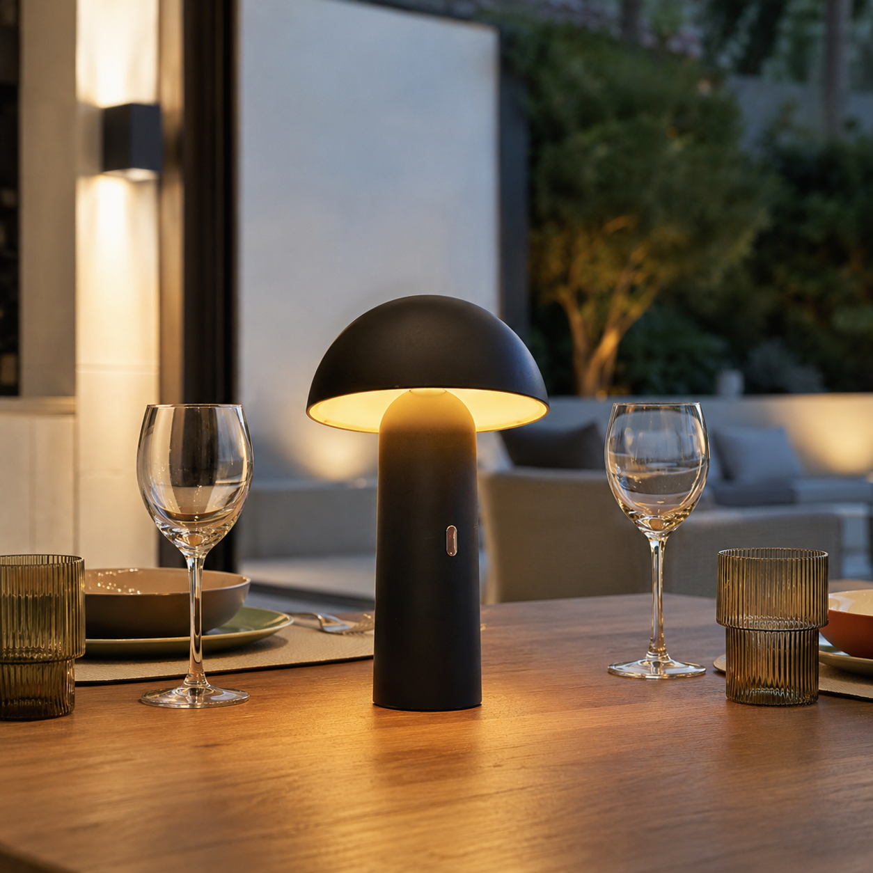 Lampe de table sans fil tête orientable LED blanc chaud TOD BLACK H28cm