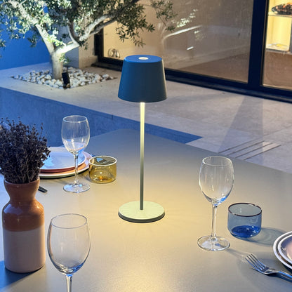 Lot de 6 lampes de table touch sans fil en aluminium KELLY OLIVE LED blanc dimmable H38 cm avec plateau de chargement