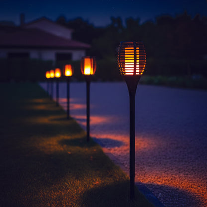 Lot de 4 mini torches solaires effet flamme LED blanc chaud 4x MINI MAITY SUN H70cm