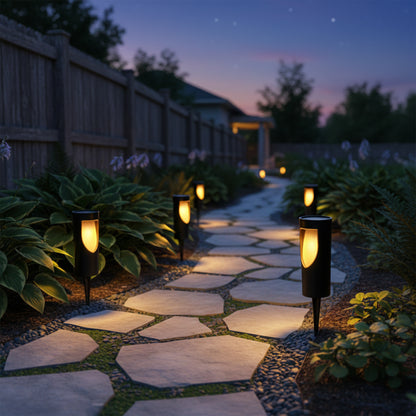 Lot de 4 balises solaires à piquer 4X GRILLY LED blanc chaud H34cm