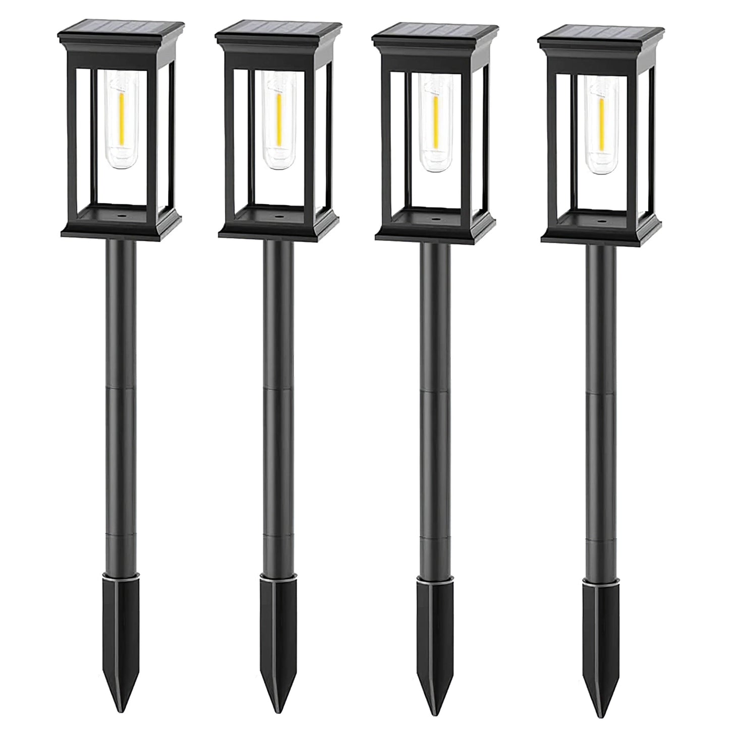 Lot de 4 balises solaires à piquer 4X LUZY LED blanc chaud H34cm