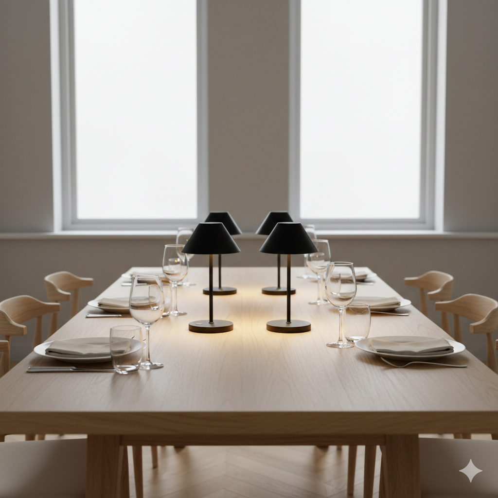 Lot de 4 lampes de table sans fil 4x NAOMI LED blanc chaud H15,5cm avec plateau de chargement