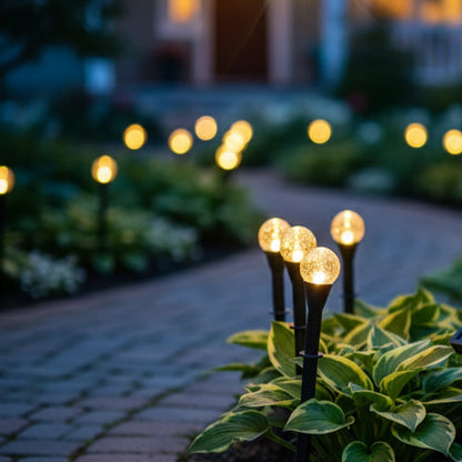 20 spots lumineux solaires scintillants FESTY PICK 6m à piquer balisage allée LED blanc chaud