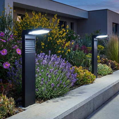 Lot de 2 balises solaires à planter LED blanc froid OSTRY H41cm Lumière Extérieur, Eclairage Solaire pour Jardin Chemin