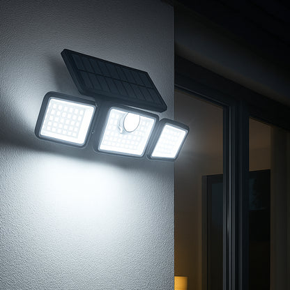 Lot de 2 Spots Solaires à 3 Têtes Noires GLEAMAX - Éclairage LED Blanc Puissant, Orientables avec Détecteur de Mouvement et Télécommande, Idéaux pour Jardin, Terrasse et Extérieur