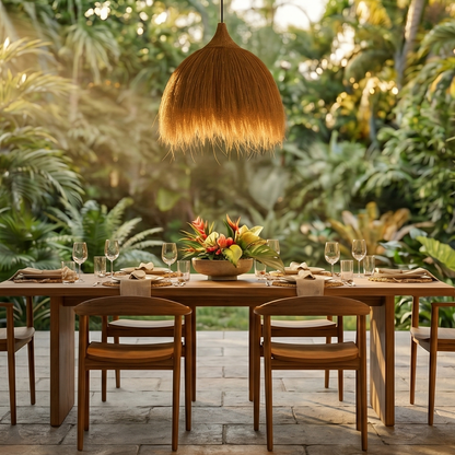 Abat jour naturel MASAI en herbe de rayung style bohème H40cm pour monture électrique E27