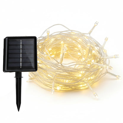 Lot de 2 guirlandes rideaux lumineux solaires 200 LED blanc chaud 8 modes détecteur crépusculaire 2x YOGY CURTAIN 200 2x2m