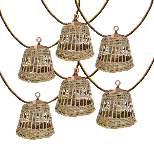 Guirlande lumineuse solaire et sur secteur raccordable en corde 20 ampoules transparentes LED blanc chaud dimmable SAMOA LIGHT HYBRID 13m