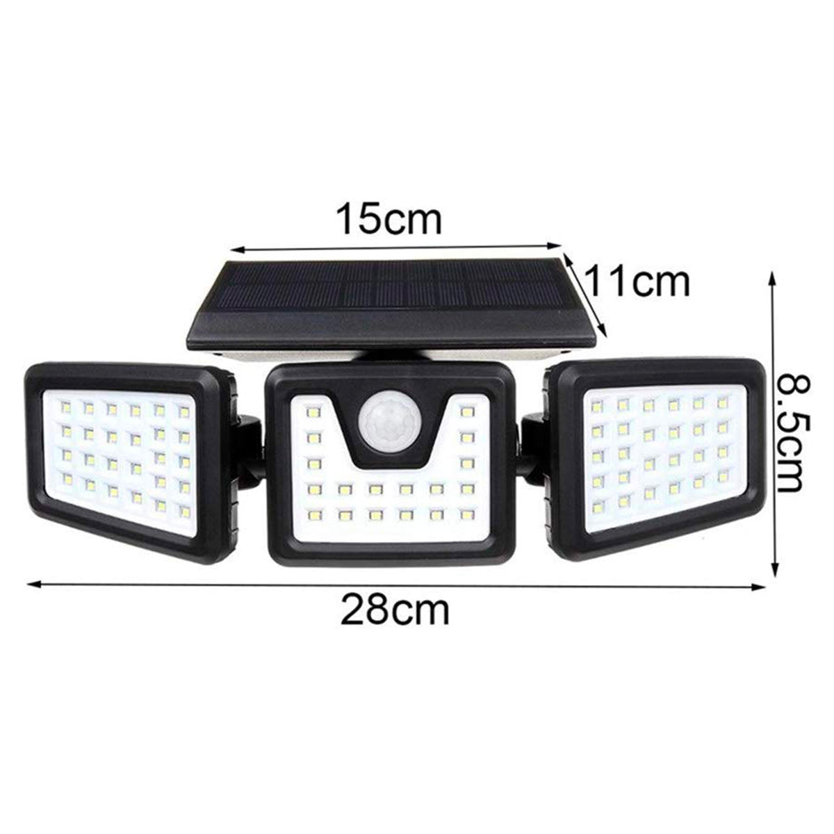 Lot de 4 Spots Solaires à 3 Têtes Noires - Éclairage LED Blanc Puissant FALCON H9.3cm avec Détecteur de Mouvement Orientable